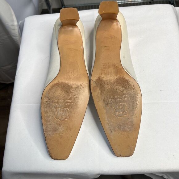 Stuart Weitzman White Rhinestone Square Toe Block Heel Pumps‎ Womens Size 7.5 AA - Picture 6 of 8